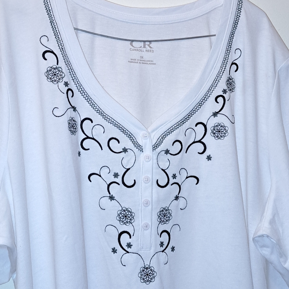 CARROLL REED Blouse White V Neck Pull Over Plus Size Top Summer Wear Size 3X - Picture 2 of 10